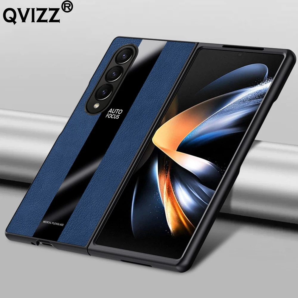 

Luxury Leather Case for Samsung Galaxy Z Fold4 Fold3 Fold2 Carbon Fiber Soft Edges Hard Shockproof Phone Cover for SamsungZFold4