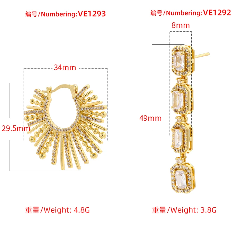 Серьги-кисточки ZHUKOU 2 ручной работы с инкрустированными фианитами подходят для