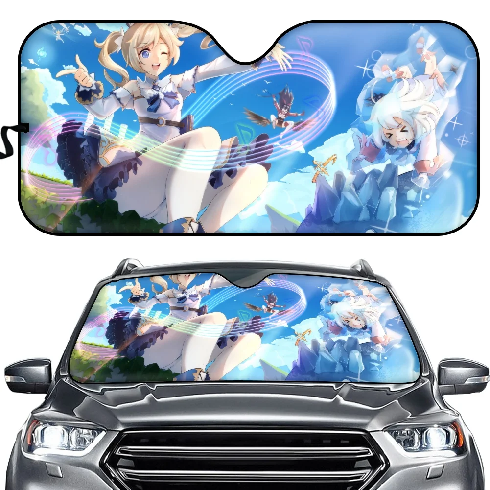 

Universal Car Windshield Sunshade Cover Genshin Impact Anime Cars Front Window Sun Shade Car Solar Protection Windscreen Cover