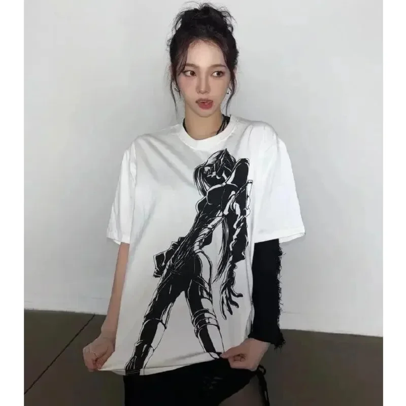Фото KPOP Aespa Whiplash Limited Edition Cotton T-shirt Short Sleeve KARINA GLSELLE WINTER NINGNING Same Print Loose Anime Techno Top №2