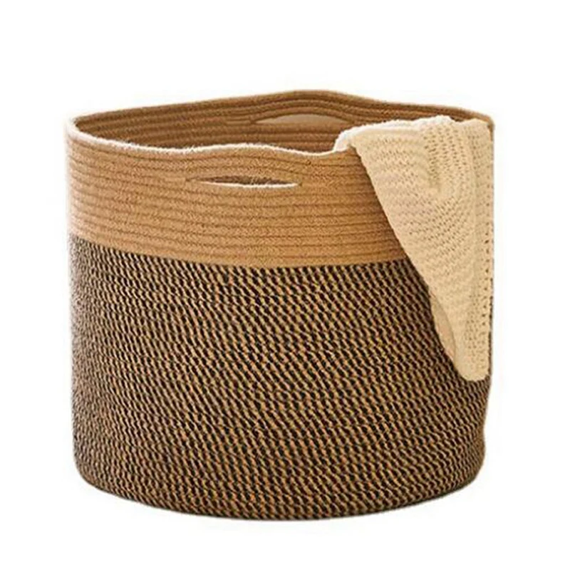 

Cotton Rope Woven Basket Bathroom Folding Laundry Basket Dirty Clothes Toy Container Foldable Storage Organizer Bag