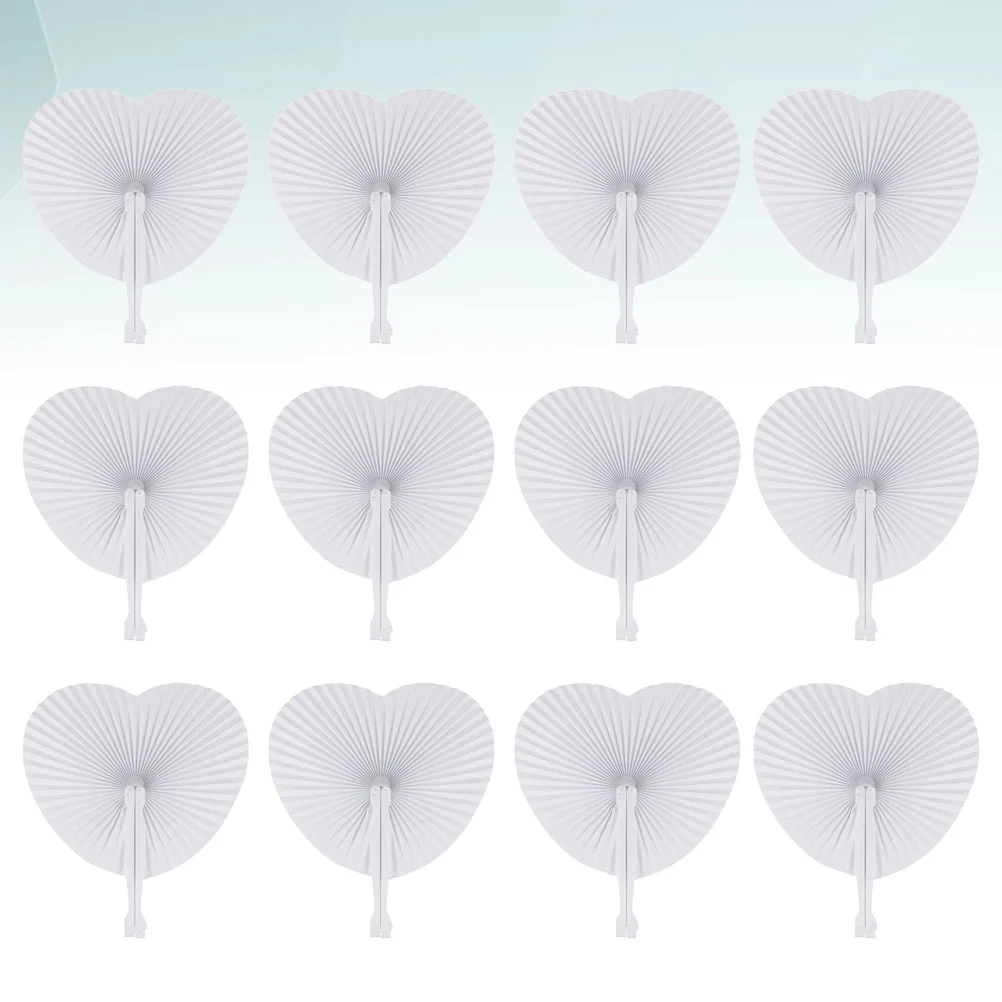 

36pcs Blank Paper Folding Fan Heart Shape White Fan Wedding Hanging Paper Fans Home Decor for Wedding Favor Wedding hand fans