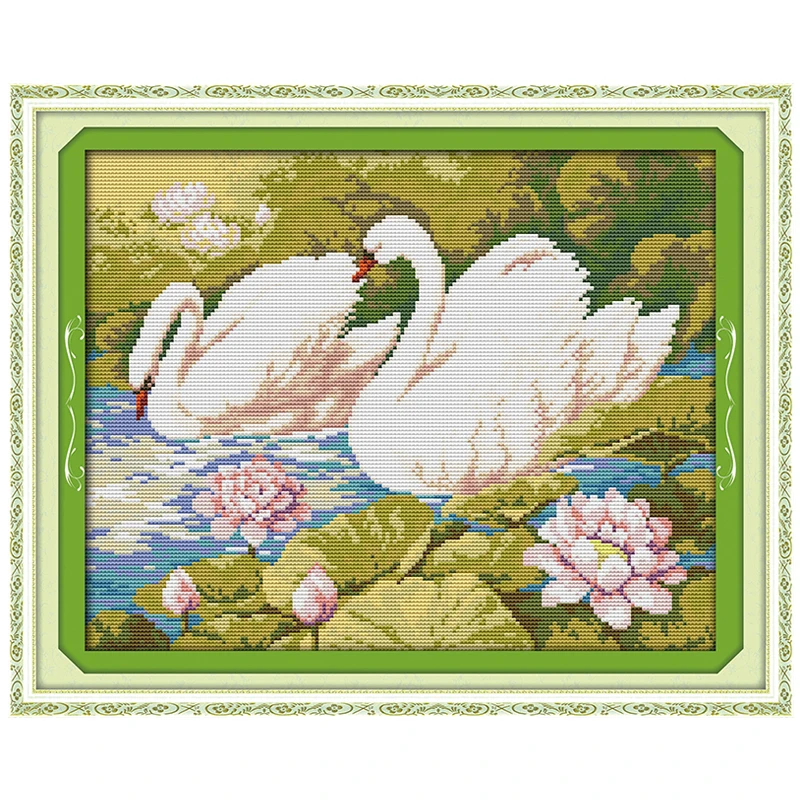 Набор для вышивки Лотос пруд и Лебедь (1)