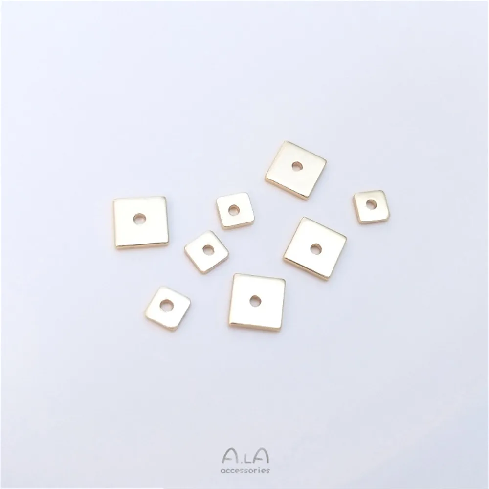 

14K gold square piece copper plated gold square thin gasket handmade diy bracelet necklace accessories septum material