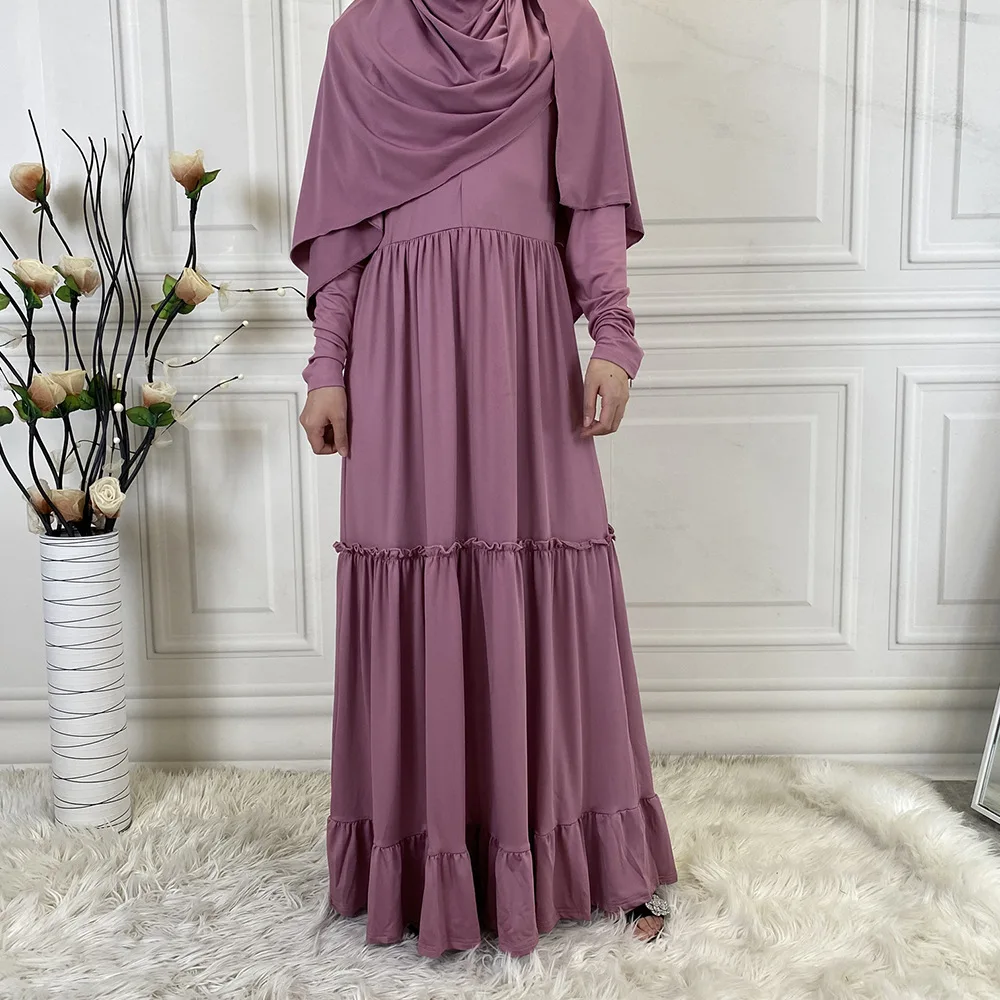 

2 Piece Muslim Sets Women Hijab Dress Jilbab Big Swing Robe Khimar Vestido Kaftan Abaya Dubai Ramadan Islamic Clothing Abayat