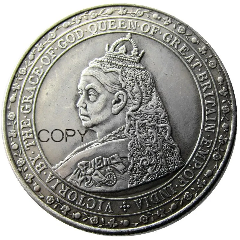 

UF(10) United Kingdom 1887 One Crown Victoria Pattern Silver Plated Copy Coin