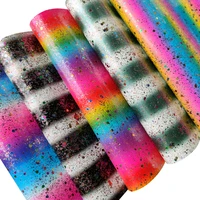 rainbow iridescent stripe design pu waterproof faux leather fabric sheet for shoebaghandbagdiy accessories 30135cm