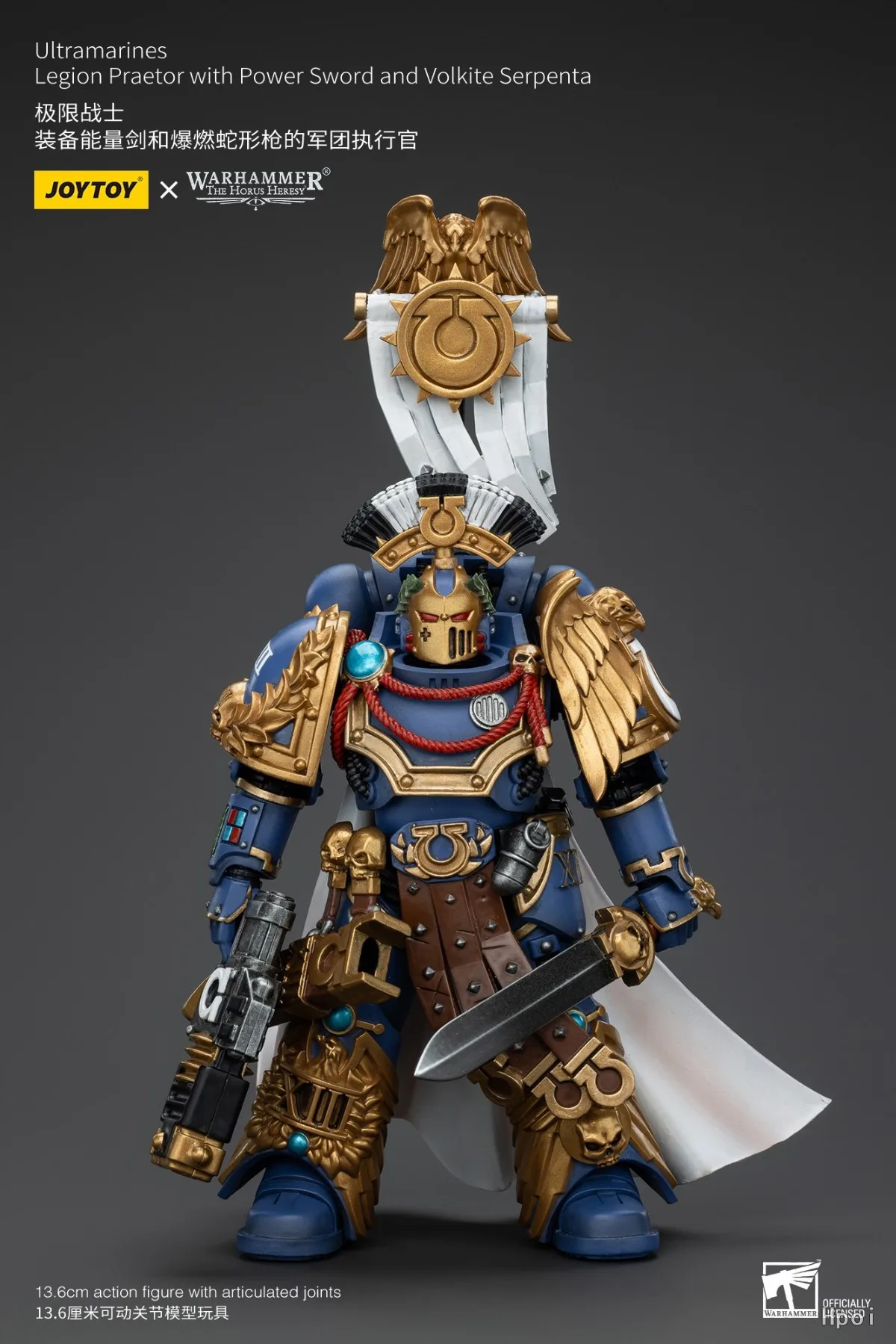 Фото В наличии JOYTOY Warhammer 40K Ultramarines Legion Praetor с Power Sword и Volkite Serpenta, фигурка 1/18, модель, подарки №5