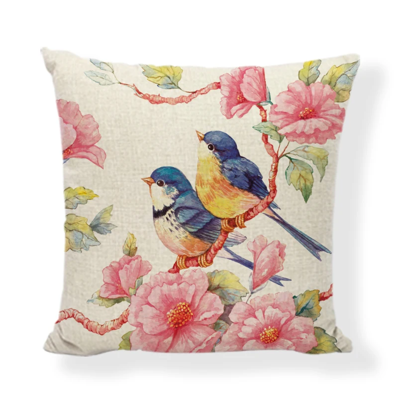 Забавные наволочки в китайском стиле с рисунком цветов и птиц колибри 45x45 см