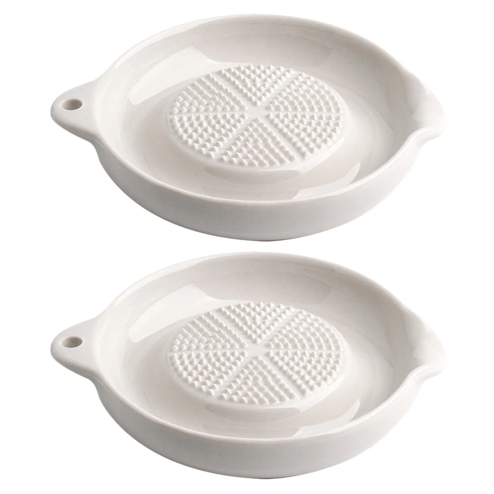 

2 Pcs Household Milling Bowls Grinding Tools Practical Garlic Mashers (White)