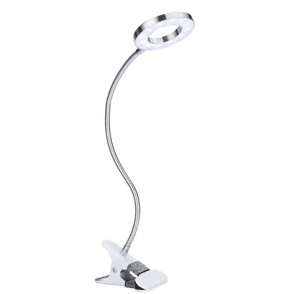 

USB круглая лампа для макияжа с зажимом, светодиодный ночсветильник для чтения с зажимом для губ, ресниц, противоскользящие настольные лампы,...