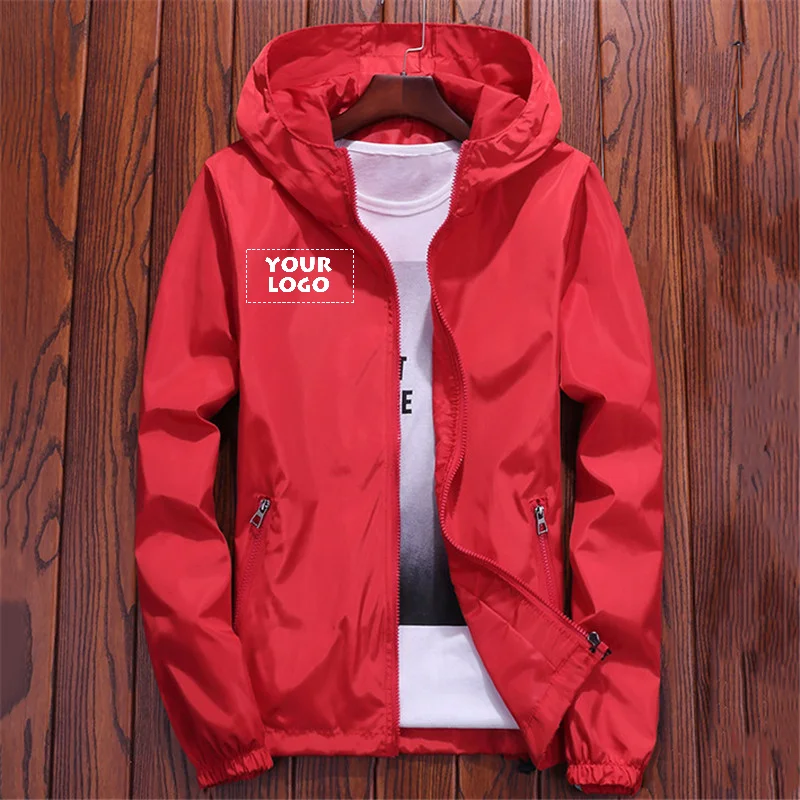 

Custom Your Logo Spring Autumn Men Sun Protection Jacket 2023 Women Casual Loose Thin Couple Hooded Tops Solid Coat