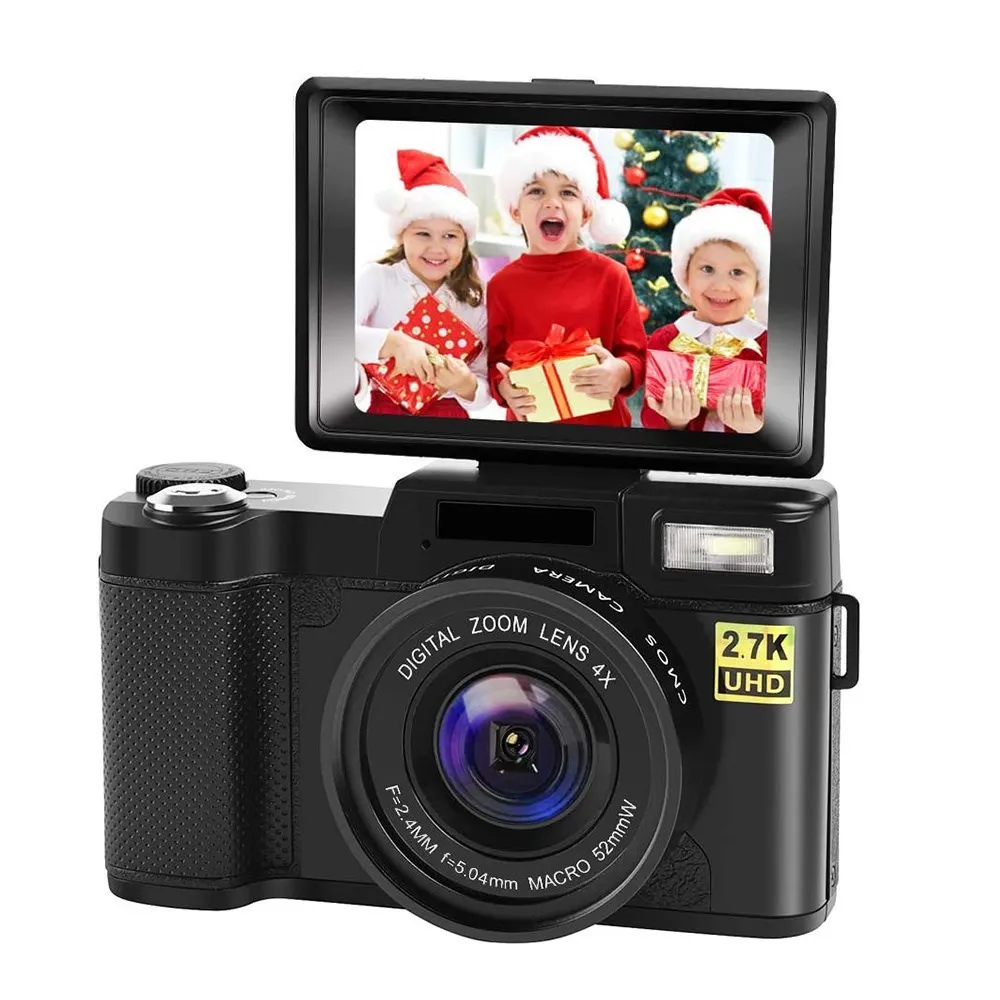 

New 2.7K Full HD Digital Camera 24MP Photographic Camera 4x Zoom Rotating Screen Professional EIS Video Camera for Travel Vlog