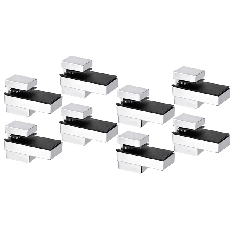 

Glass Shelf Bracket, Glass Clamp Solid Zinc Alloy Adjustable Wall Mount For 4-15Mm Wood Or Glass Shelves, 8Pcs