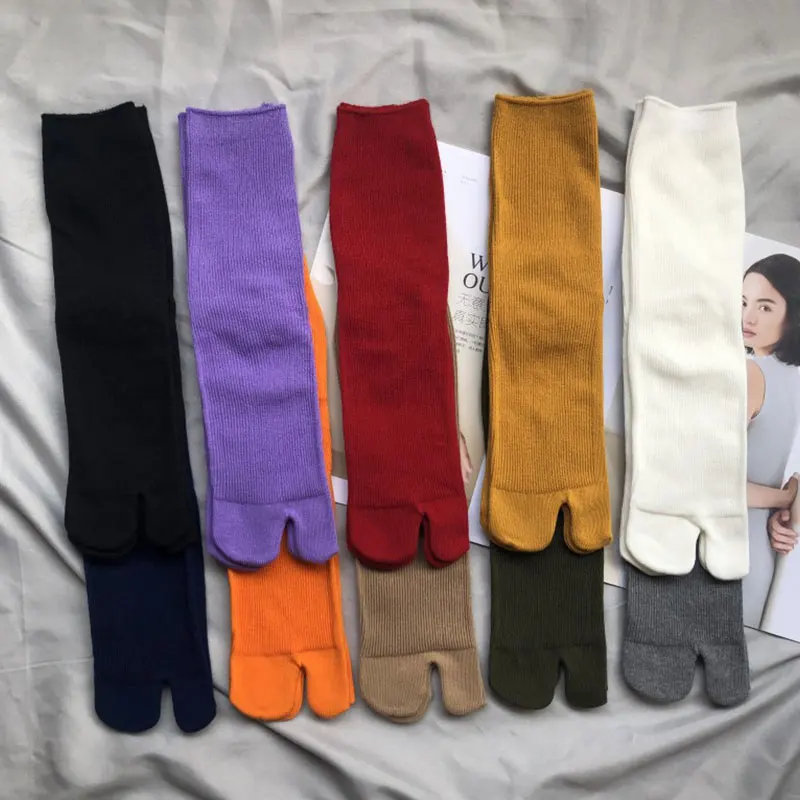 High Quality Combed Cotton Split Toe Socks Unisex Simple Comfortable Two-Toed Socks Japanese Harajuku Men Women's Tabi Socks
