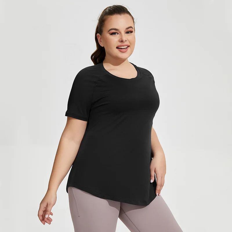 Plus Size Women Tops Summer Short Sleeve Breathable Running Gym T Shirt Yoga Shirts Woman Fitness Outfit Casual Shirt 3XL 4XL