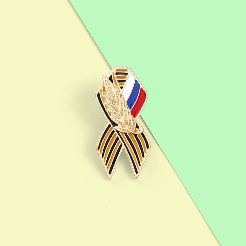 

George Ribbon Sign Brooches Wheat Ear Brooch Saint George Flag Pin Denim Russian Maple Memorial Gift Backpack Badge Jewelry Gift