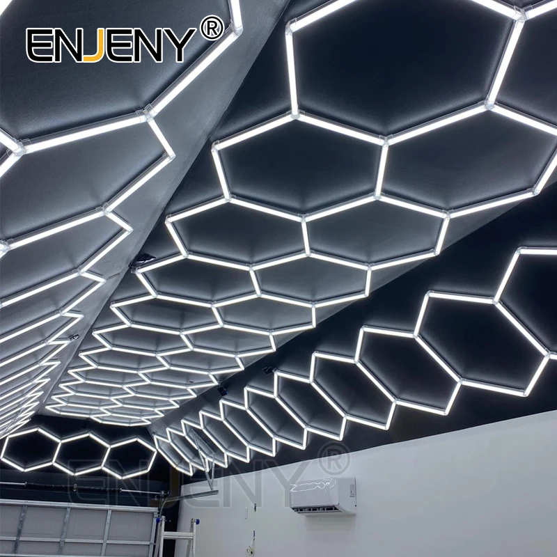 

Hexagon Led Panel Ceiling Light Working Detailing Wall Lamp Customizable Modular Lighting for Home Decoration Auto Garage
