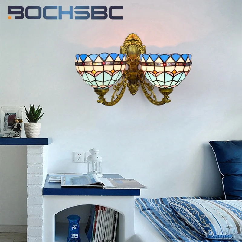 Витражное стекло в стиле Тиффани BOCHSBC средиземноморская стена с двойной головкой