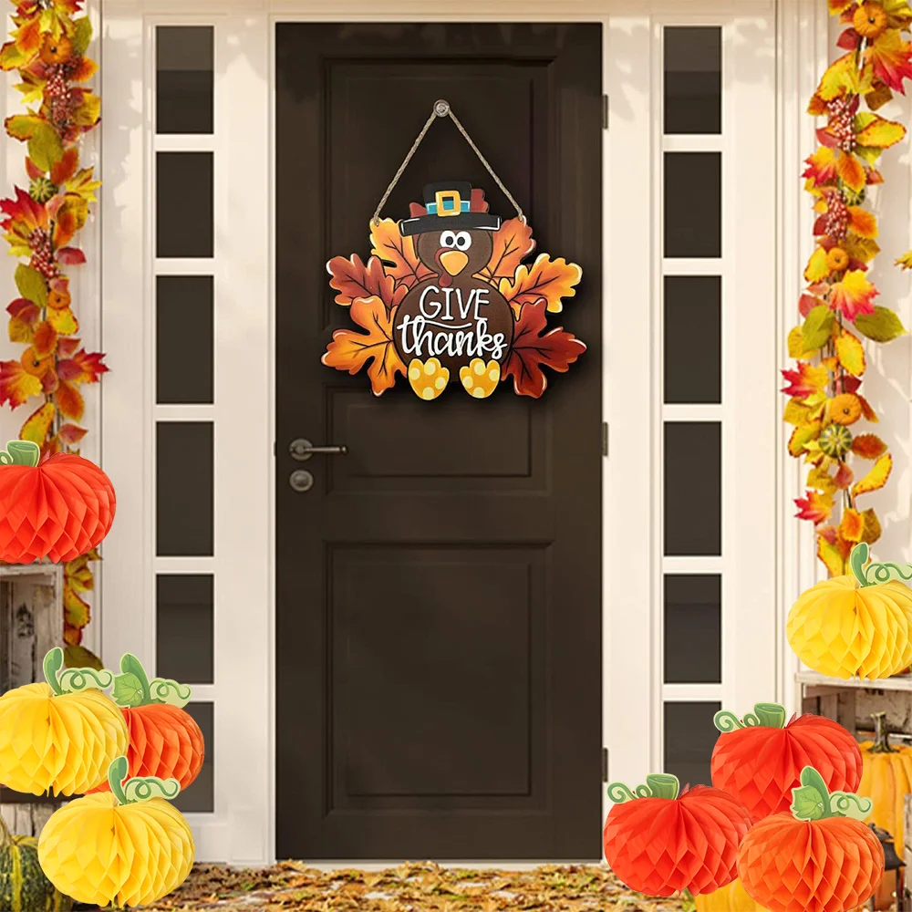 Тыква сотовый шар бумажный подвесной декор Хэллоуин День благодарения осень