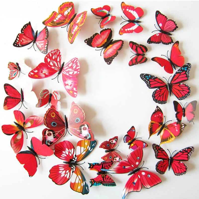 

12 шт./упак. трехмерная настенная наклейка, имитация бабочек, настенные наклейки, Высококачественные Домашние украшения