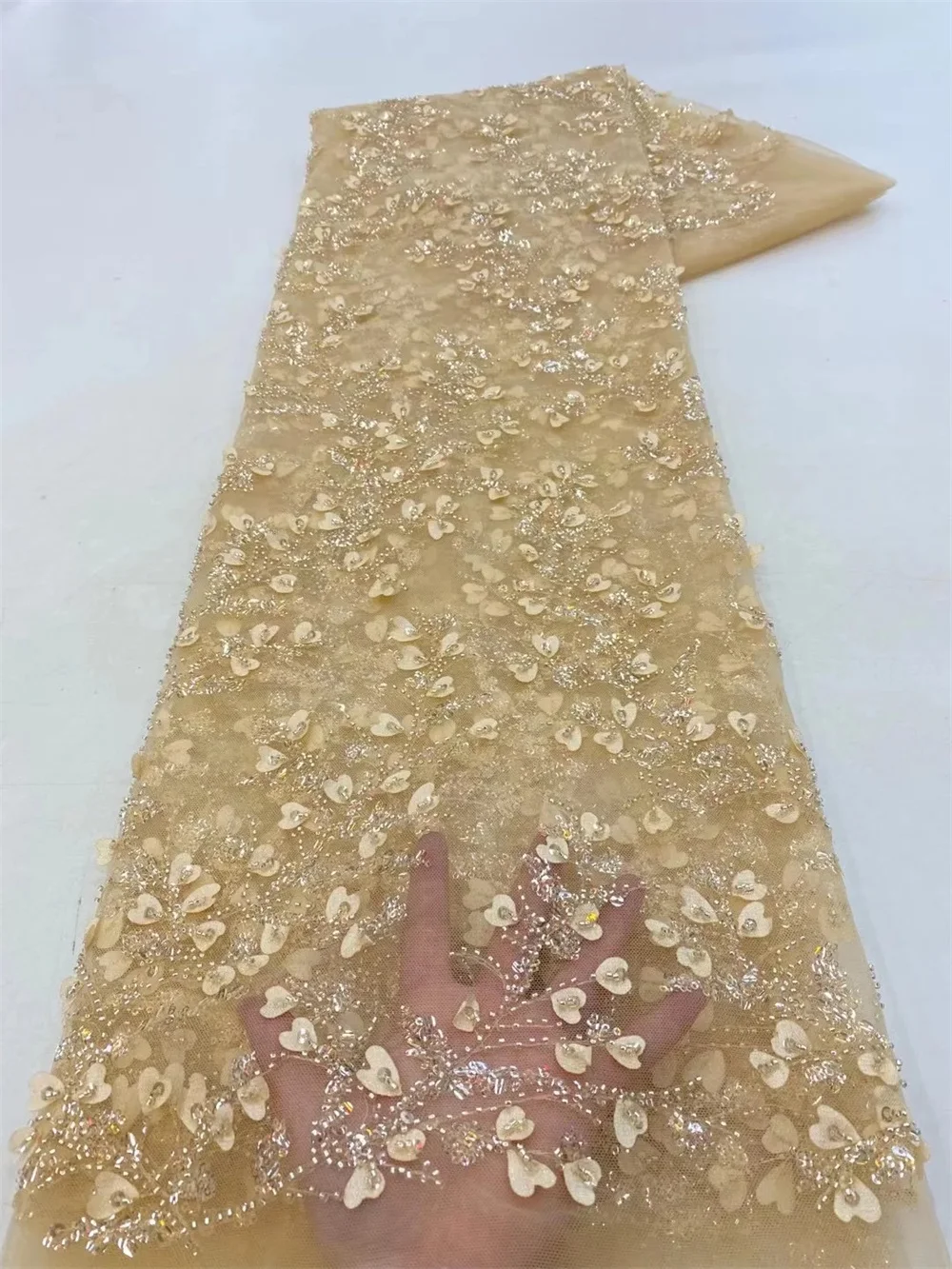 Салува Африканская Тяжелая Искусственная Кружевная Ткань Ручной Работы