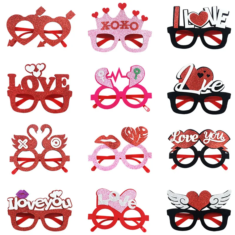 

1pcs Valentine's Day Glasses Photo Props I Love You Glasses Valentines Day Party Costume Eyeglasses Romantic Wedding Decoration