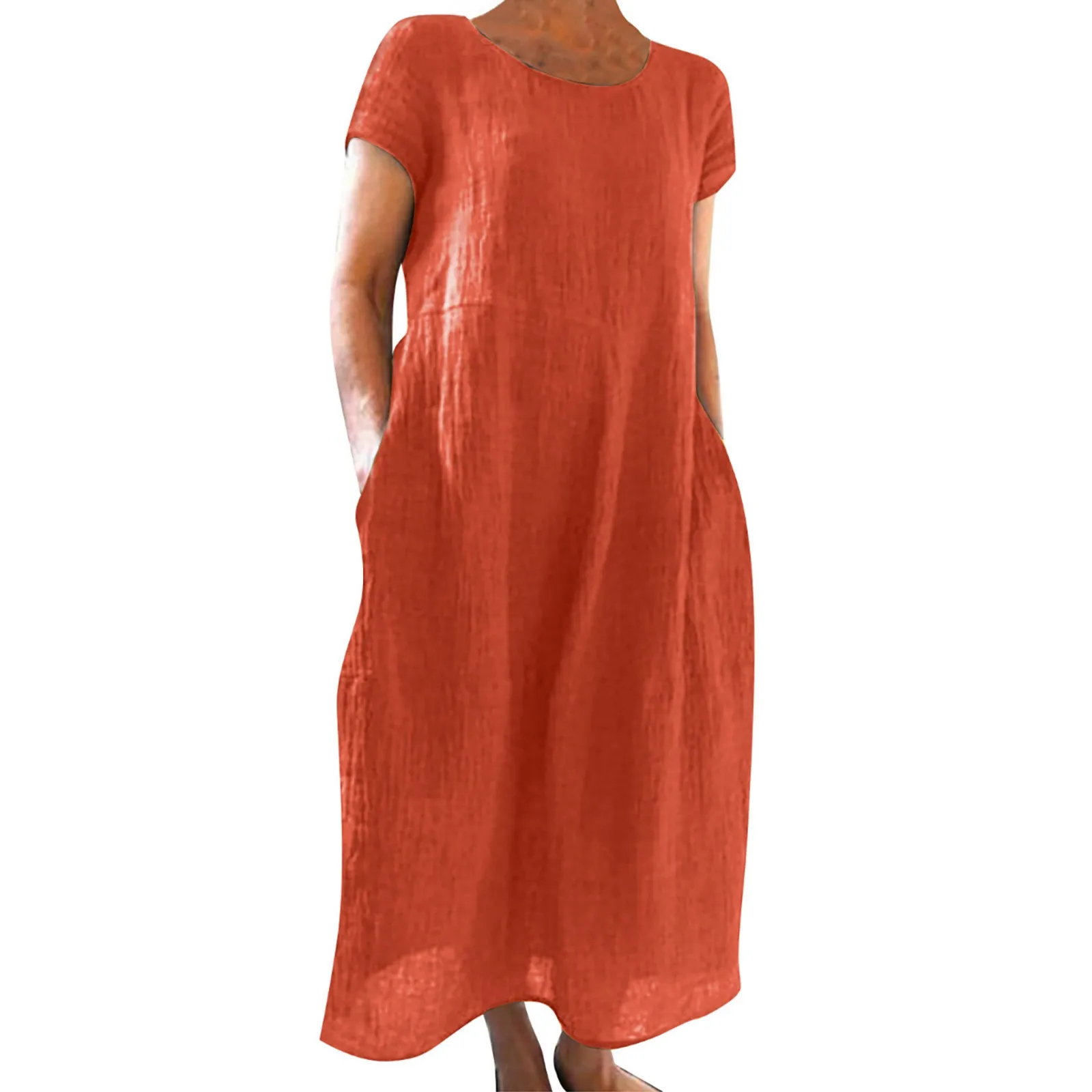 Однотонное свободное повседневное длинное платье женское летнее платье-макси из