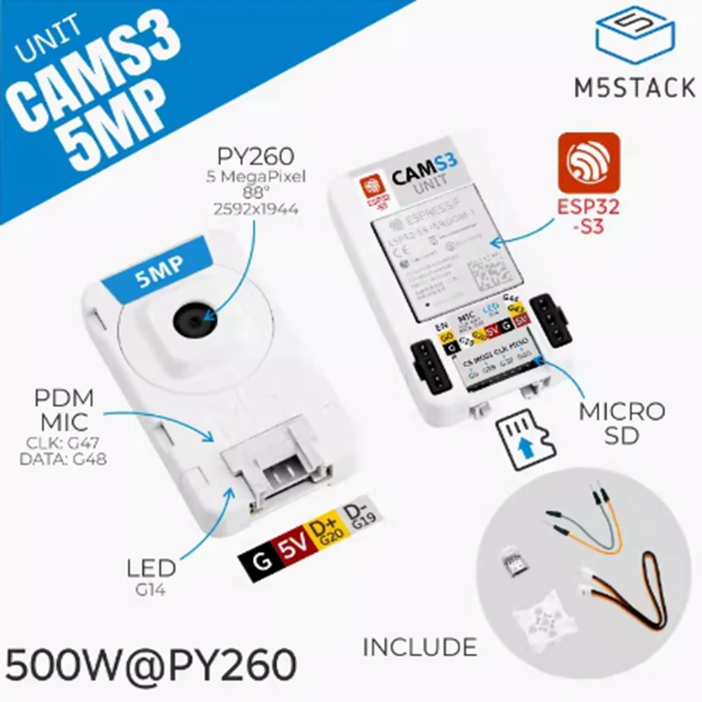 M5Stack Unit CamS3 5MP камера unit ESP32S3 5 миллионов пикселей PY260