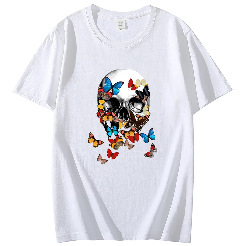 

Summer 2023 Fashion Skull Print Clothing T-Shirt Harajuku 100%Cotton For Men's O-Neck Short Sleeve Top Tees Free Shipping S-7XL