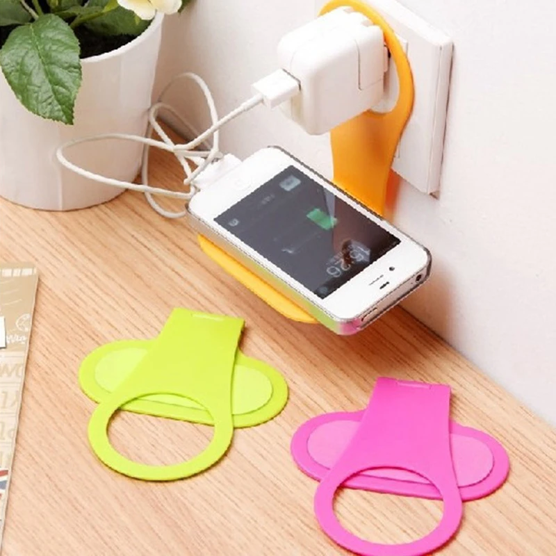 

5Pcs Foldable Phone Holder Charger Cable Storage Charging Rack Hang Mobile Wall Plug Socket Home Kitchen Universal Storage Tools