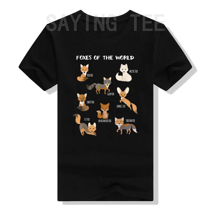 Футболка с изображением лисы мира, забавная образовательная футболка с изображением животных, милые типы различий, графическая футболка с изображением лисы, новинка, милый подарок, наряды