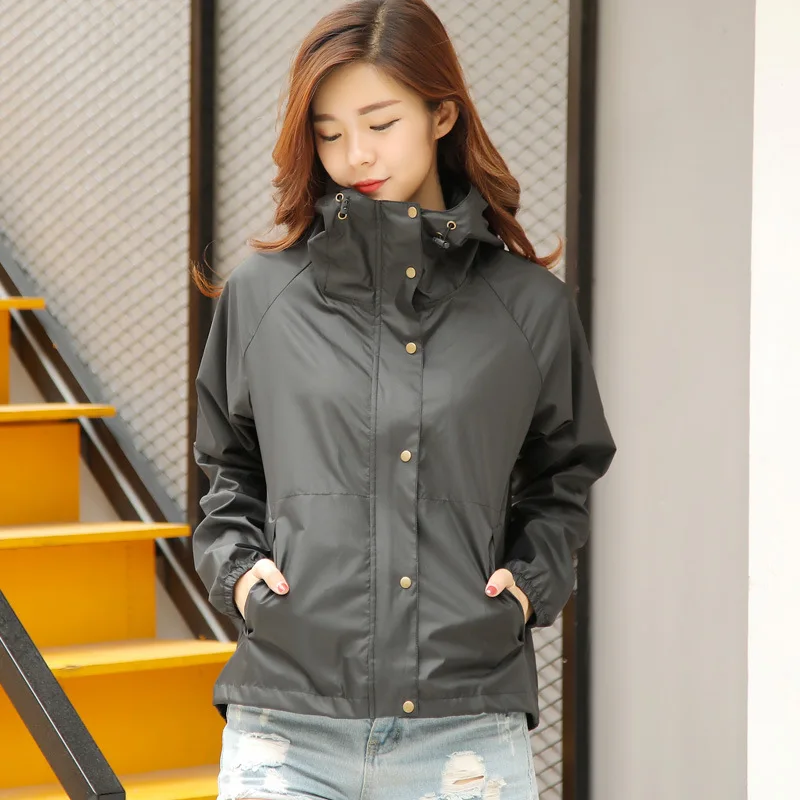 

Короткий непроницаемый дождевик, женский модный портативный складной дождевик с капюшоном, уличные поездки, мотоциклетные дождевики, дождевик