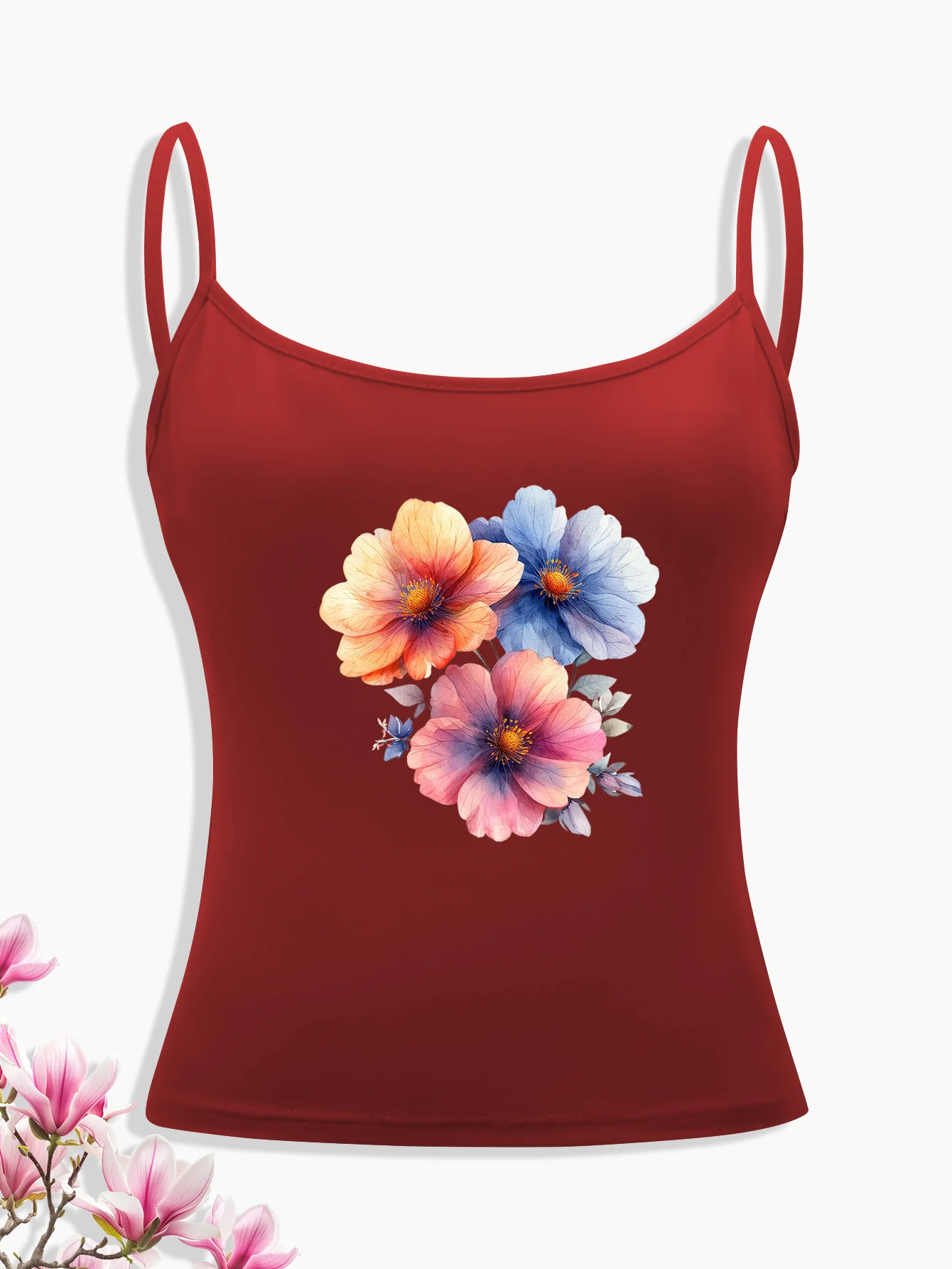 4 шт./упаковка женский топ с цветочным принтом |