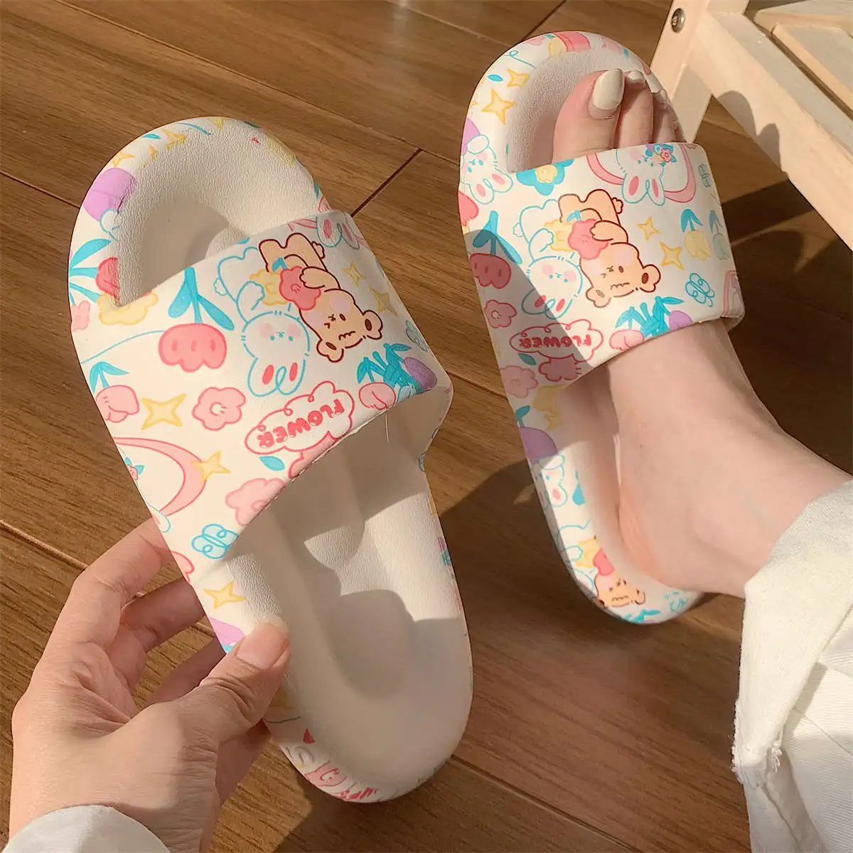 Women's Home Cartoon Slippers 2023 New Summer Cute Rabbit Design Fashion Sandals Korean Slippers Female EVA Slippers Female