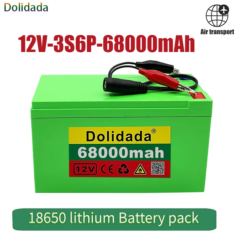 

NEW 12V 68Ah 18650 lithium battery pack 3S6P built-in high current 30A BMS for sprayers, electric vehicle batterie