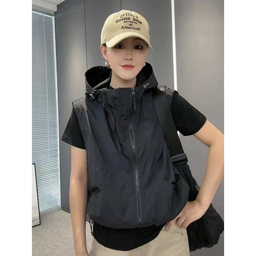 

Sunscreen Hooded Vest Coat Women's 2023 Summer New Design Feel Sleeveless Versatile Short Top