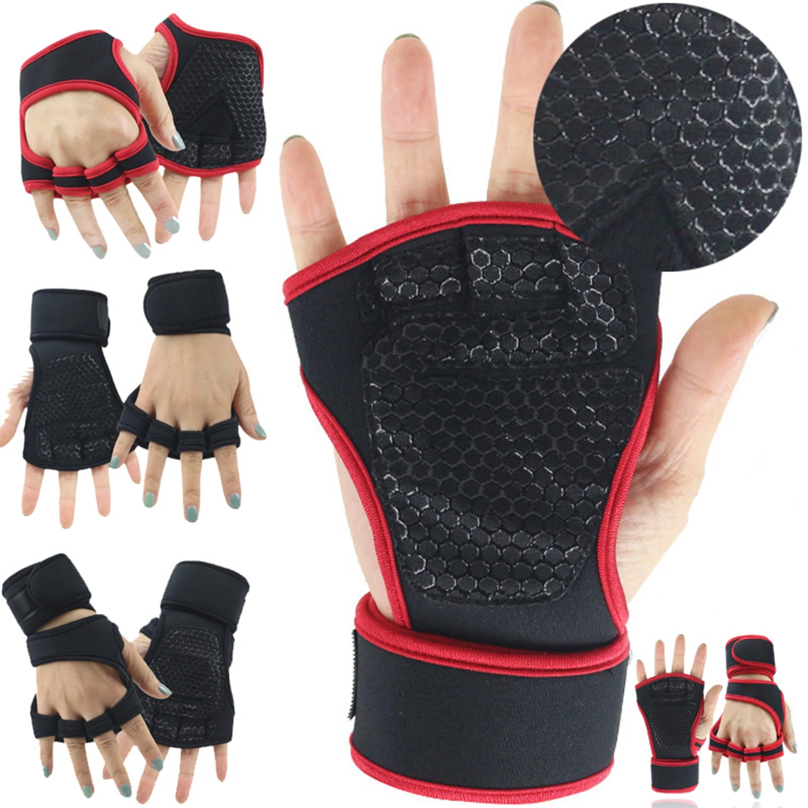 

1Set Weightlifting Gym Training Gloves for Men Women Fitness Sports Body Building Gymnastics Gym Hand Wrist Palm Protector Glove