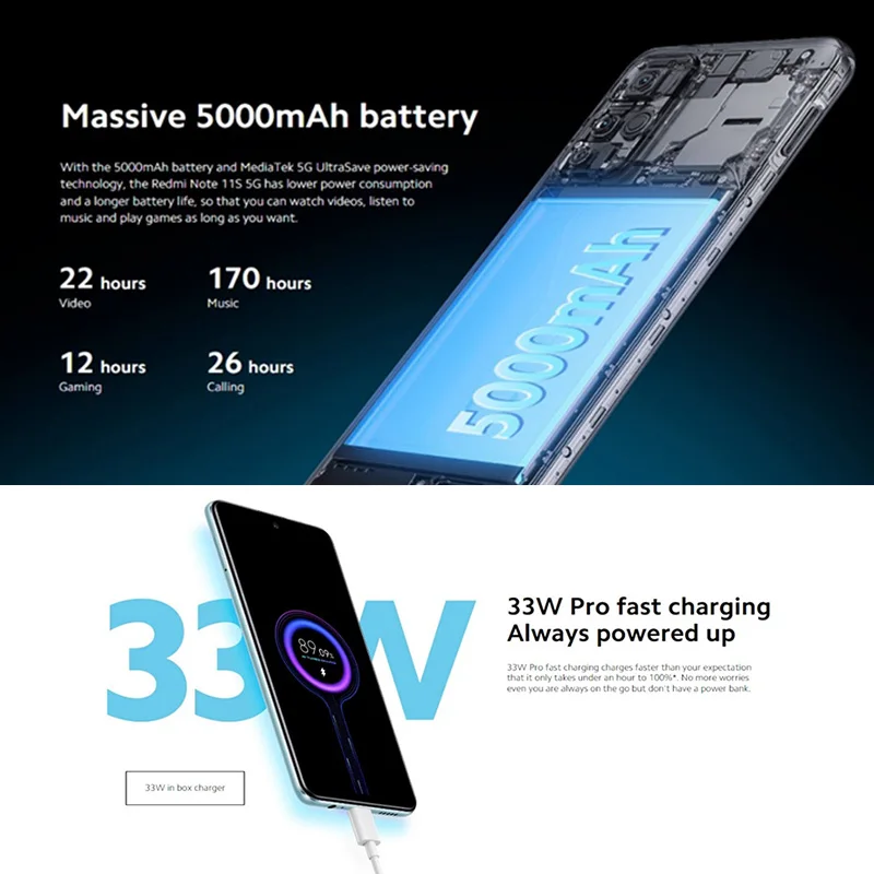 Cena Xiaomi Redmi Note 11S 5G Smartphone, Wersja Globalna, 64 GB/128 Go, MediaTek, Rozmiar, NFC, 33W Pro, Prędkość ładowania, MAh, Kamera 50mp