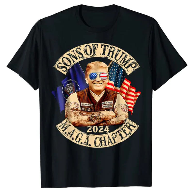 

Sons of Trump Maga Chapter 2024 4th July T-Shirt Pro-Trump Patriotic Tee Tops Funny Politics Campaign Outfits Streetwear Clothes