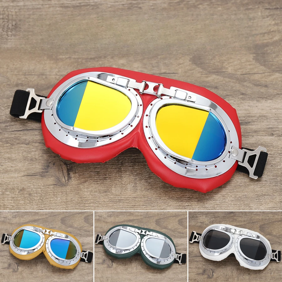 

Retro Motorcycle Goggles Glasses Vintage Moto Classic Goggles for Pilot Steampunk ATV Bike Copper Helmet