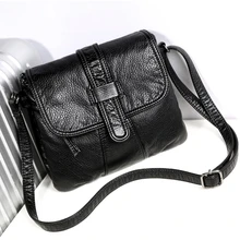Soft leather Women Messenger bag casual women's shoulder Crossbody bag female handbag Black bolsa fe