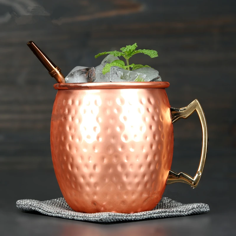 1pcs 550ml Moscow Mule Copper Mugs Metal Mug Cup Stainless Steel Beer Wine Coffee Cup Bar Tool images - 6