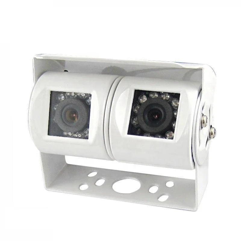 

dual lens bus rear view camera with stainless steel housing and stainless bracket for truck, vans, heavy duty