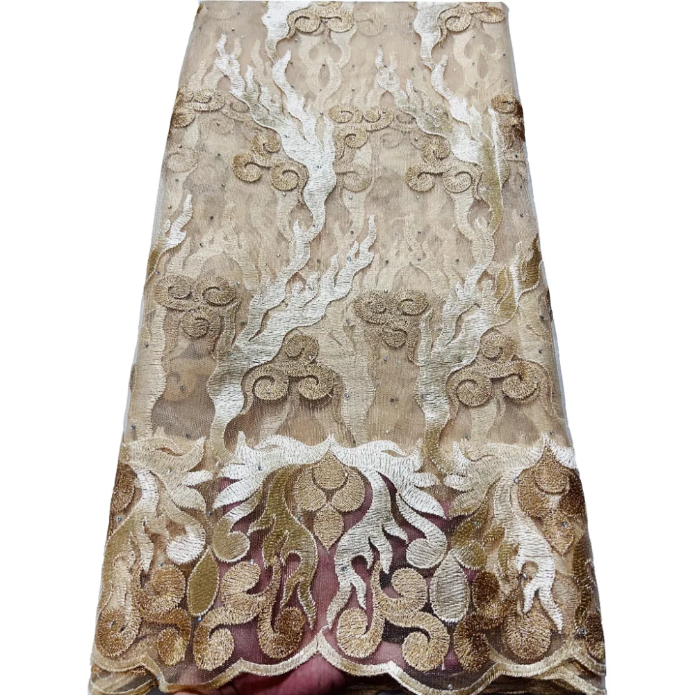 Модное Африканское Сетчатое кружево с камнем французское Тюлевое африканская