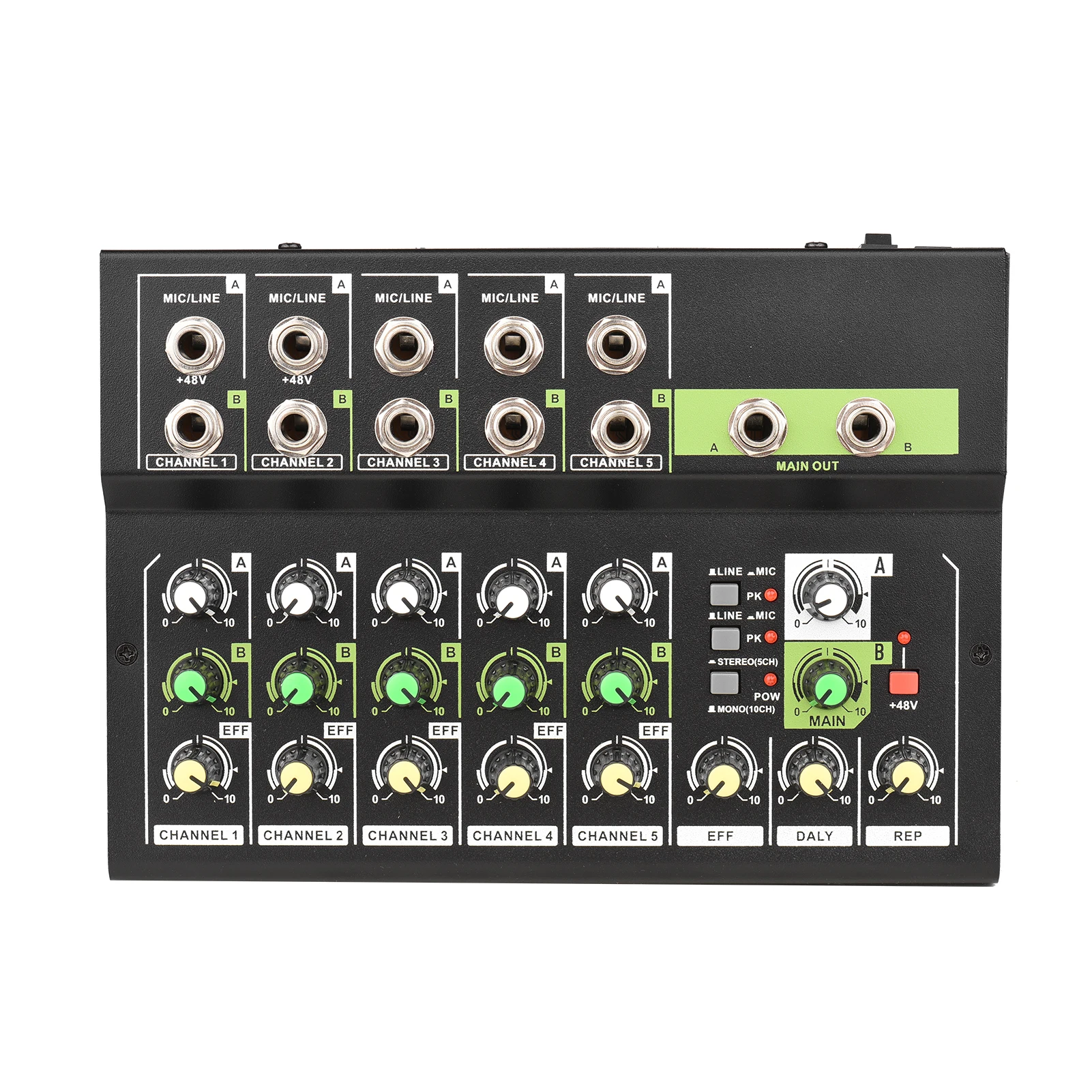 

10-Channel Mixing Console Digital Audio Mixer Stereo Mic/Line Mixer with Reverb & 48V Phantom Power for Recording DJ Recording.