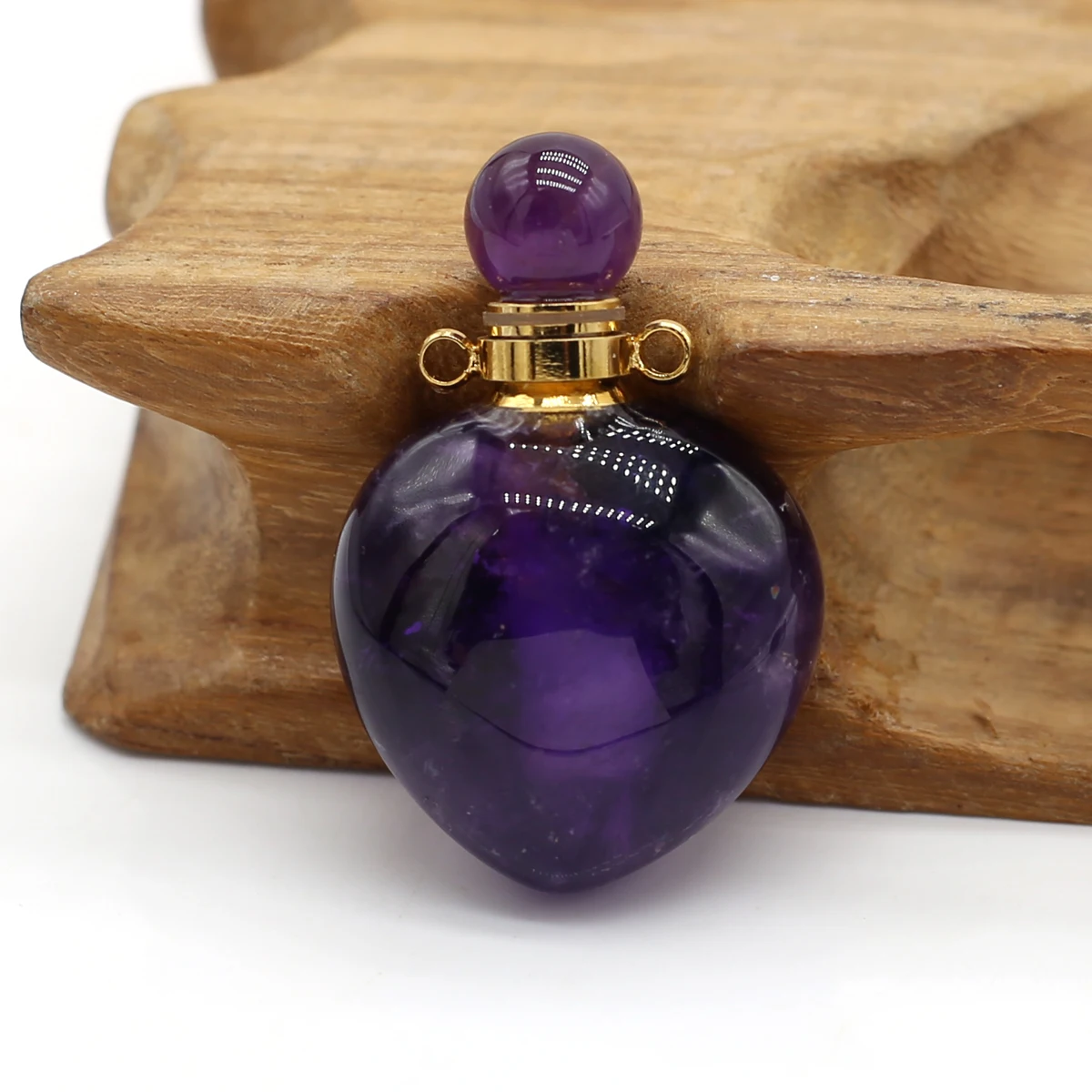 

Подвеска в виде флакона для духов с натуральными камнями и фиолетовым аметистом