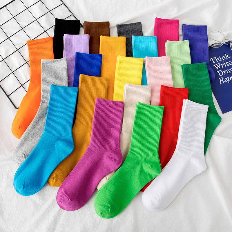 

solid women girl casual standard middle tube sock so-78