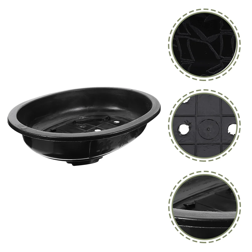

4 Pcs Pot Round Planter Ornament Gardening Bonsai Container Black Serving Tray Plastic Planting Office Accessory Trays