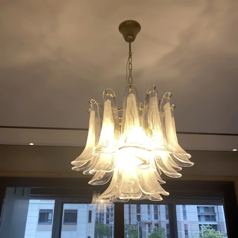

Modern Chandeliers Flower LED Pendant Lamp Luxury Bedroom Living Room Art Glass Lighting Study Master Bedroom Light Hanging Lamp
